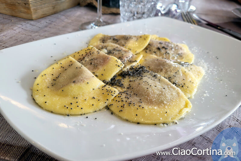 A plate of Casunziei, a typical Ampezzo dish