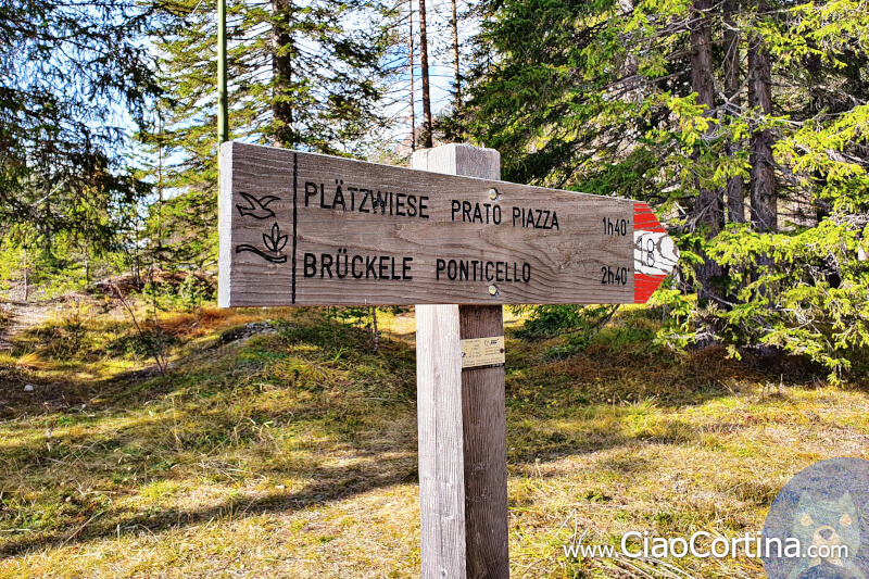 Sign for path 18 towards Prato Piazza