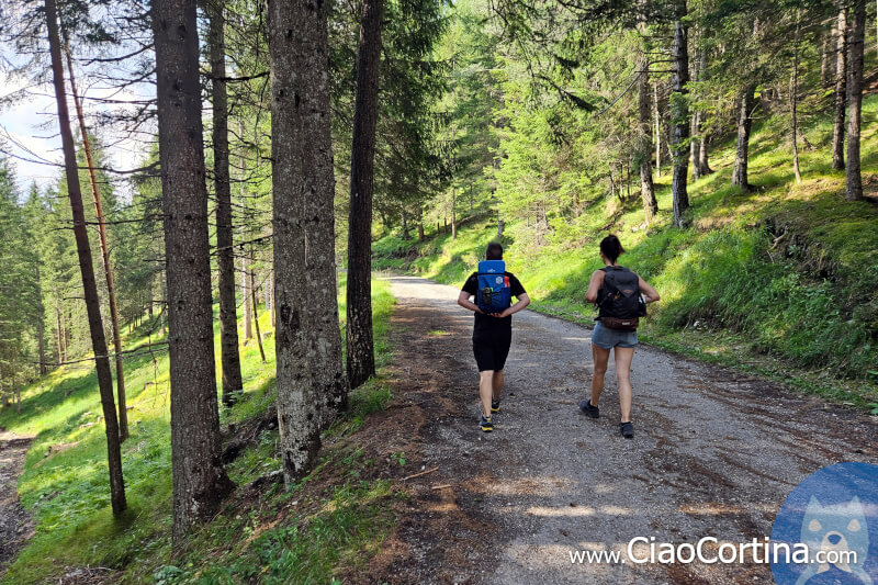 The uphill road towards Lake Ghedina