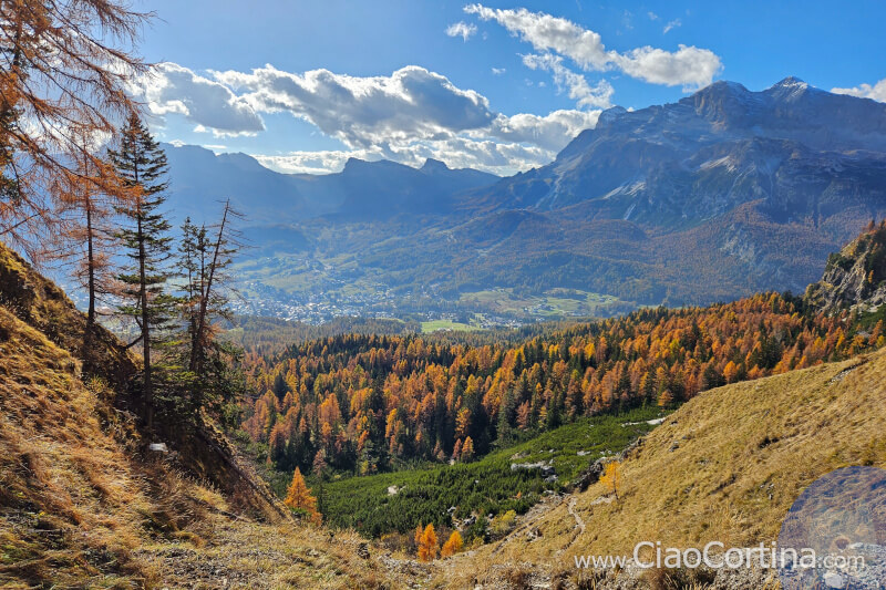 Panorama da Zumeles di Cortina d'Ampezzo, delle Tofane e del comprensorio