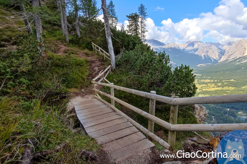 Wooden bridge overlooking Cortina