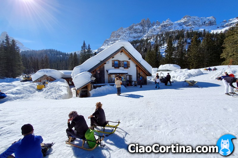 Malga Federa at Cortina d'Ampezzo in winter