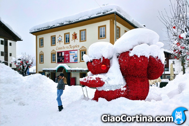 Snow covered Casa delle regole in Cortina d'Ampezzo