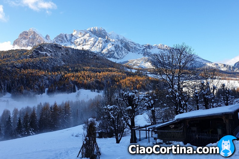 Mount Tofana of Cortina d'Ampezzo after a snowfall