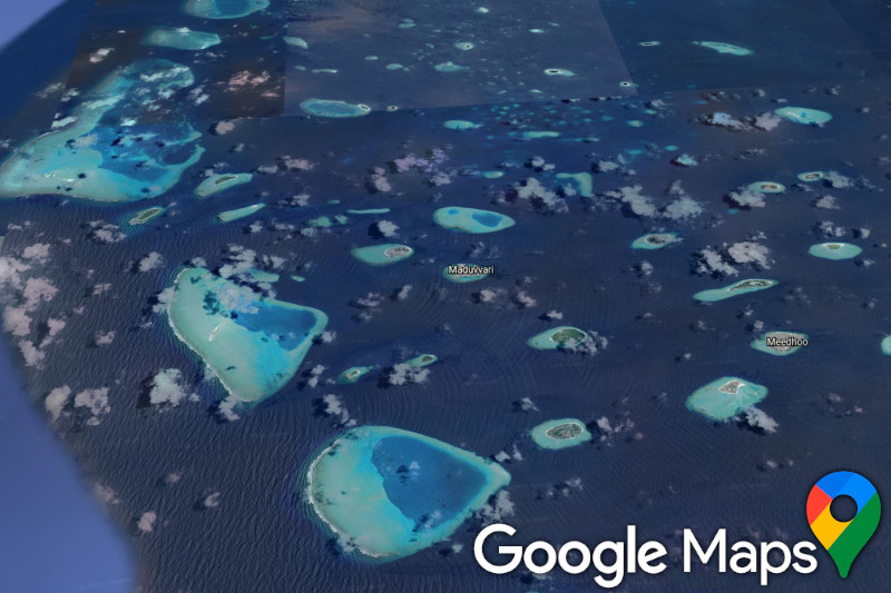 Le Maldive, foto presa da Google Earth