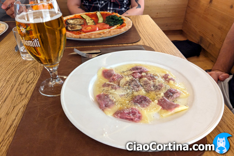 A plate of casunziei at the pizzeria