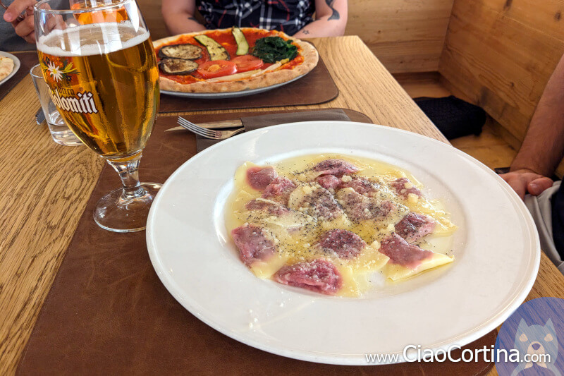 A plate of casunziei at the pizzeria