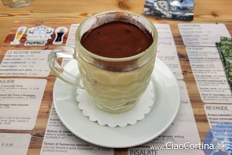 Il Birramisù, dolce della beerstube Pontejel di Cortina d'Ampezzo