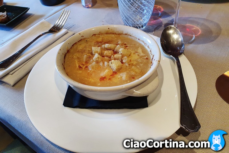 Onion soup, a typical mountain first course