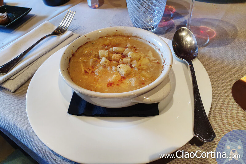 Onion soup, a typical mountain first course