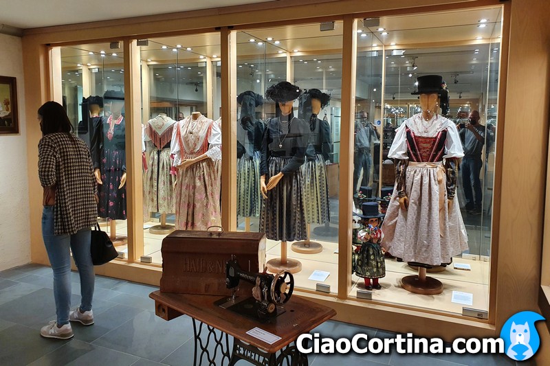 Some historical dresses of Ampezzo exposed in the museum of the regole