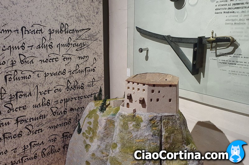 A reconstruction of the fortress of Botestagno at the museum of the Ampezzo rules in Cortina