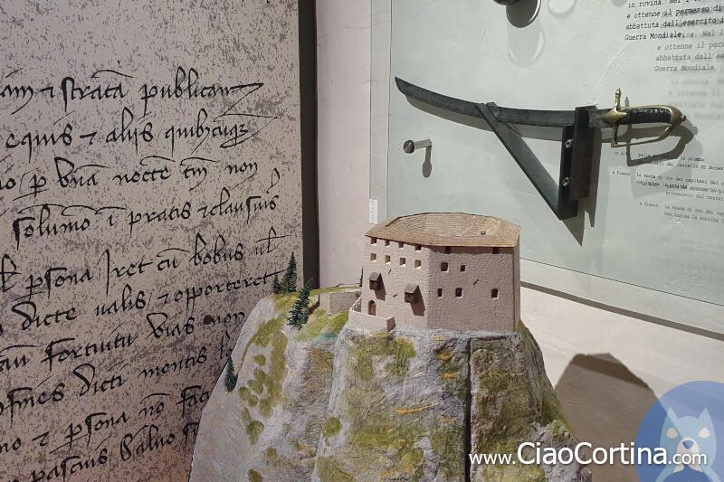 A reconstruction of the fortress of Botestagno at the museum of the Ampezzo rules in Cortina