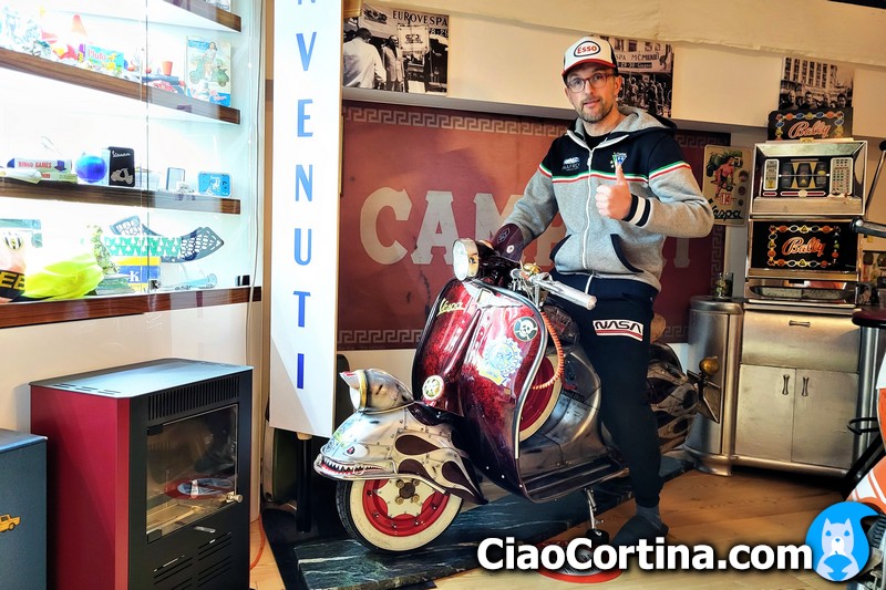 Marco on his Vespa in the museum