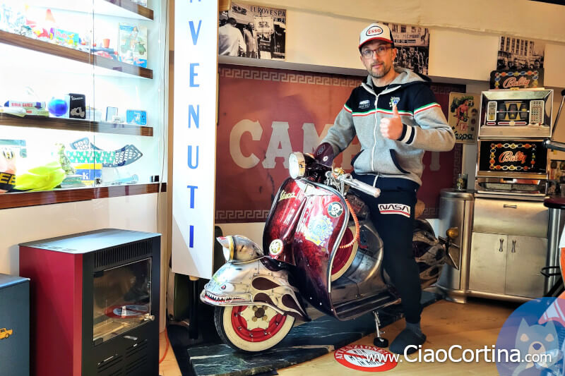 Marco on his Vespa in the museum