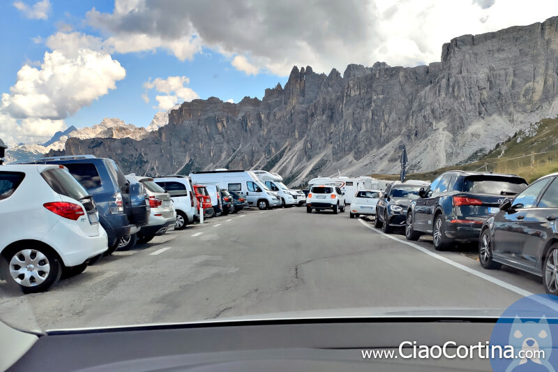 Mountain parking lots in high season