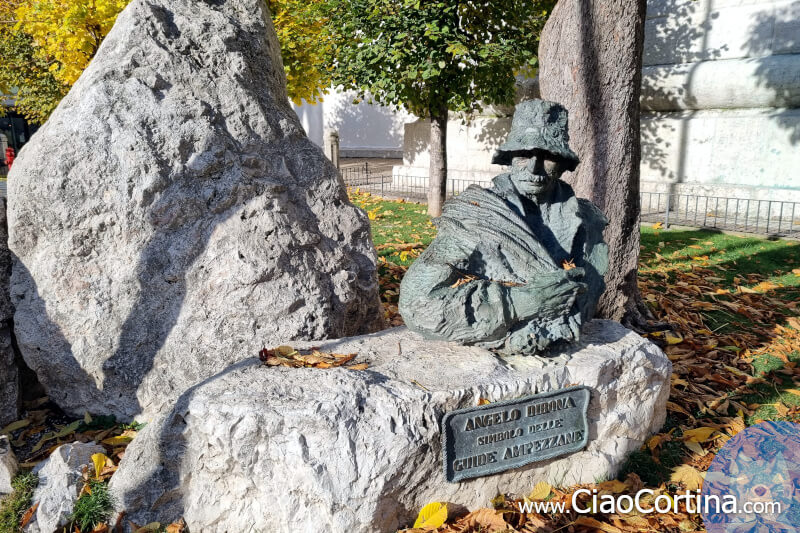 Statue of Angelo Dibona in Dibona square in Cortina