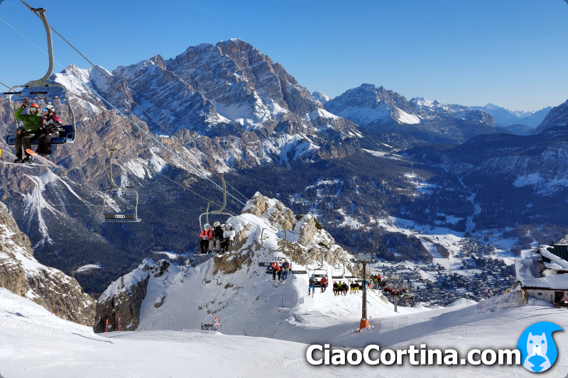 A chairlift in the Dolomites ski area