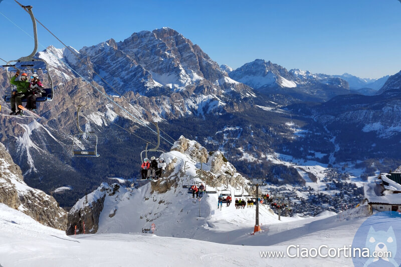 A chairlift in the Dolomites ski area