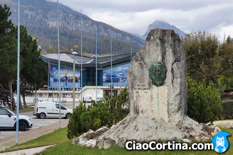 Monument to Deodat de Dolomieu near the Cortina stadium